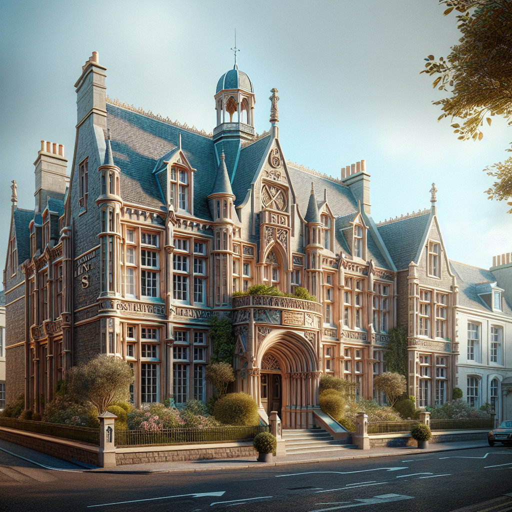 “Discover the Charming St. Mary’s School in Jersey with Beautiful French Signage – A Captivating Stock Photo!”
