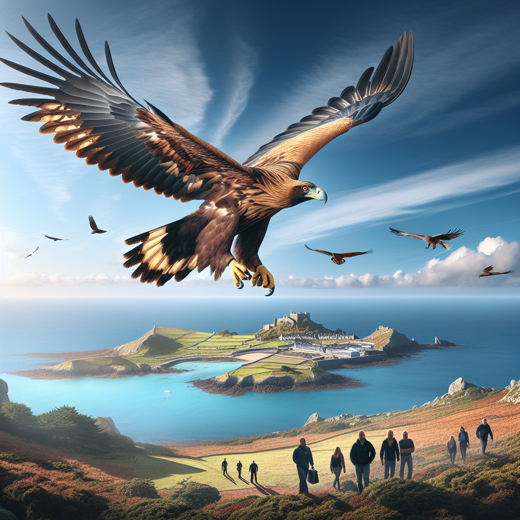 “Breaking News: Majestic Steppe Eagle Breaks Free from Falconry Display in Jersey, Sparks Island-Wide Search”