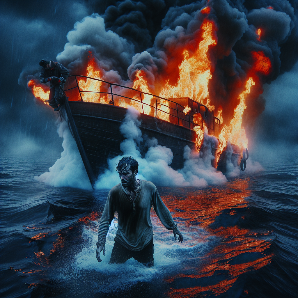 Dramatic Rescue: Man Suffers Burns as Boat Engulfs in Flames in Jersey Bay