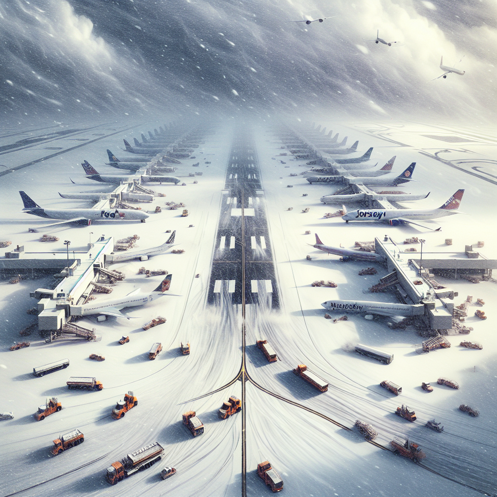 “Snowstorm Shuts Down Jersey Airport Runway, Causing Major Flight Delays”