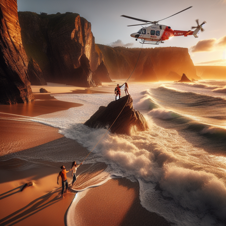 Dramatic Rescue: Couple Rescued by Helicopter After Being Trapped by Rising Tide at Plémont
