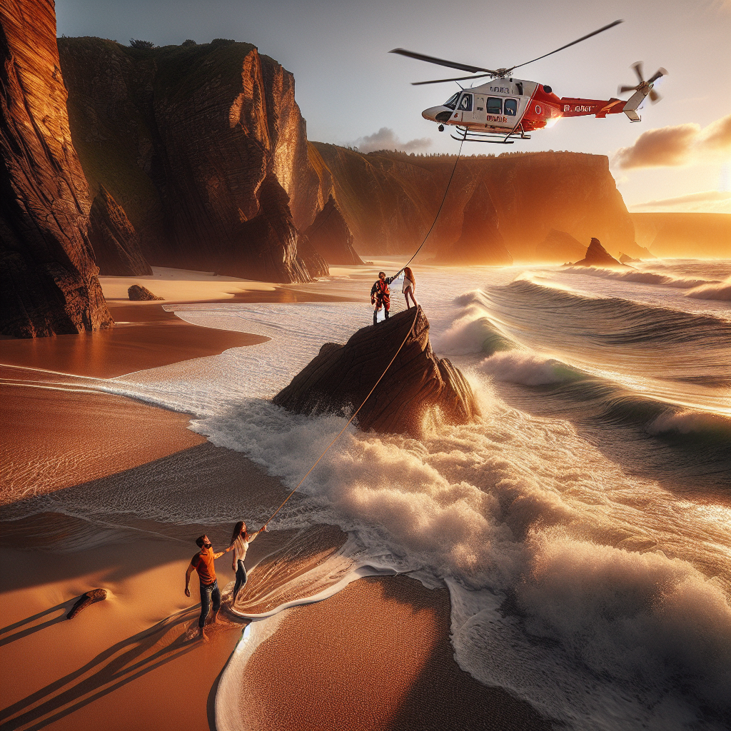 Dramatic Rescue: Couple Rescued by Helicopter After Being Trapped by Rising Tide at Plémont