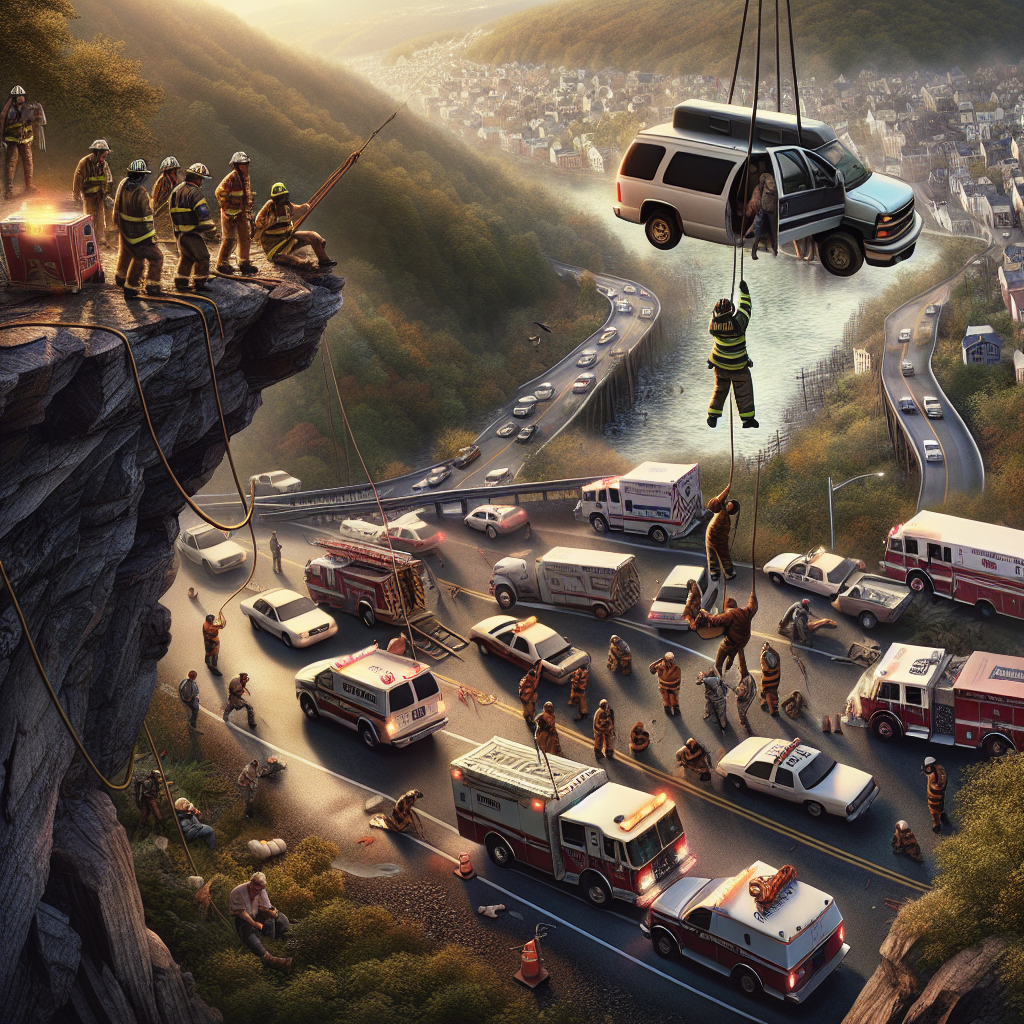 Dramatic Rescue: Brave Heroes Save Two from Vehicle Teetering on Cliff in Jersey