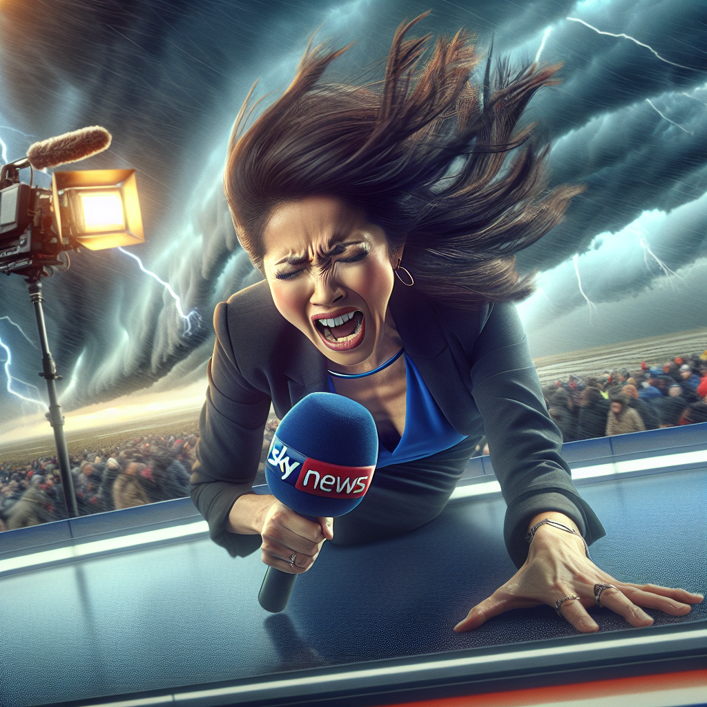 Dramatic moment: Sky News reporter tumbles on live TV while braving Storm Ciaran’s powerful winds