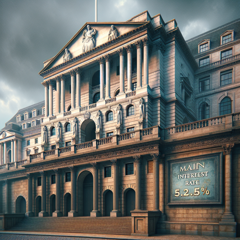 “Bank of England Maintains Main Interest Rate at 16-Year High of 5.25%”