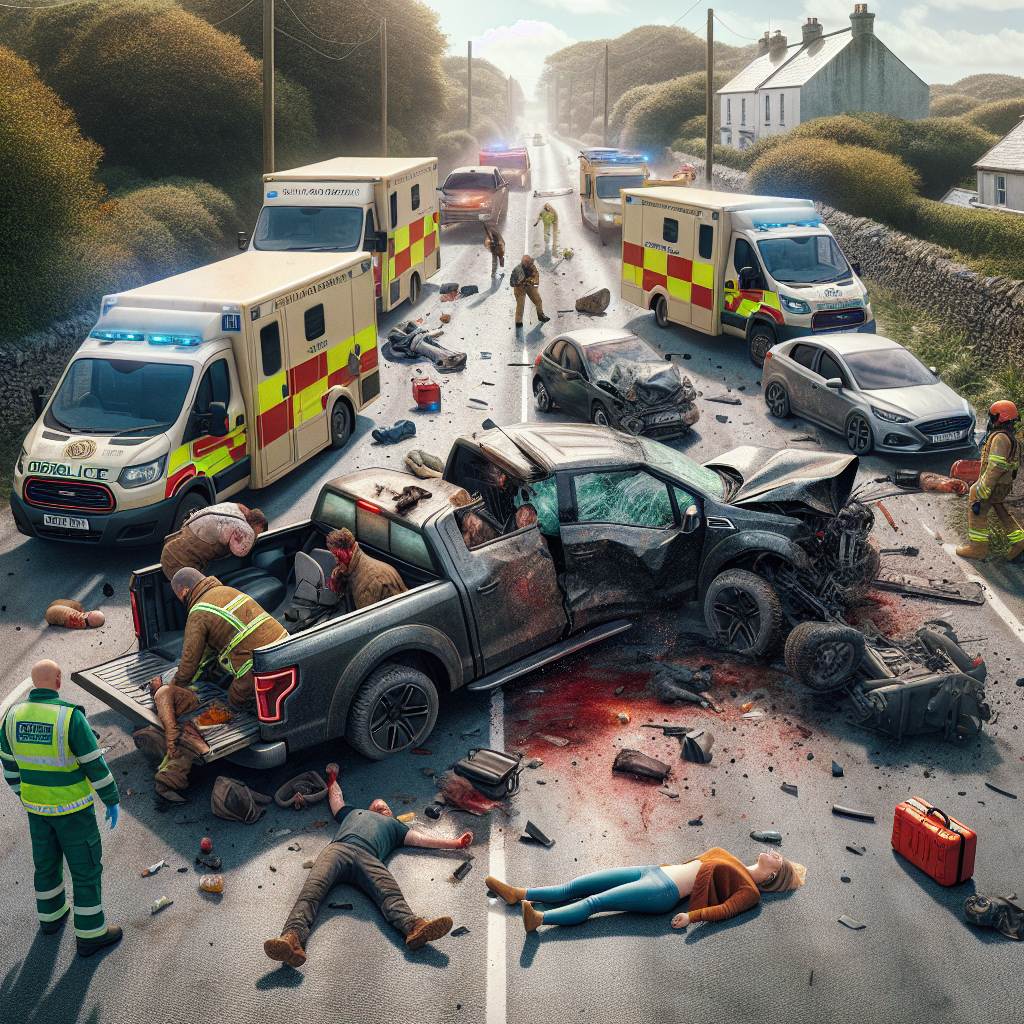 Dramatic Collision Involving Pick-Up Truck and Car Leaves Four Injured in Jersey