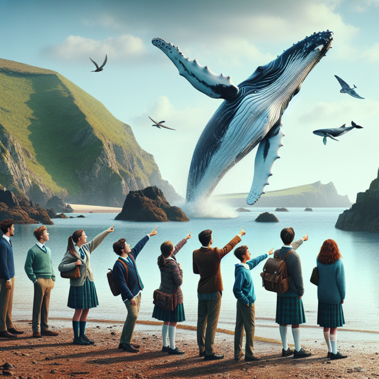 “Exciting Encounter: Jersey Students Spot Majestic Humpback Whale During Sark Excursion!”