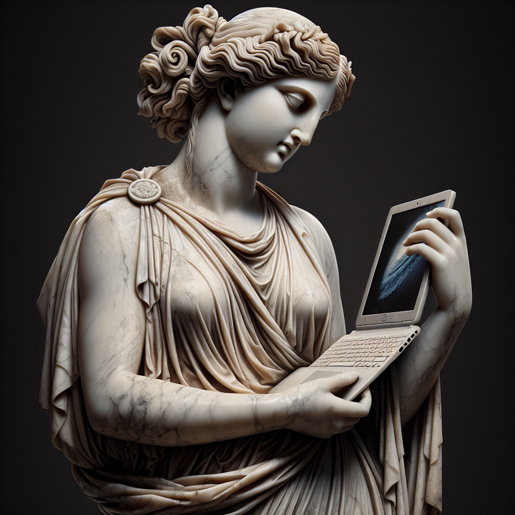 “Mysterious Ancient Greek Statue Depicts Woman with ‘Laptop’ – What’s the Secret Behind It?”