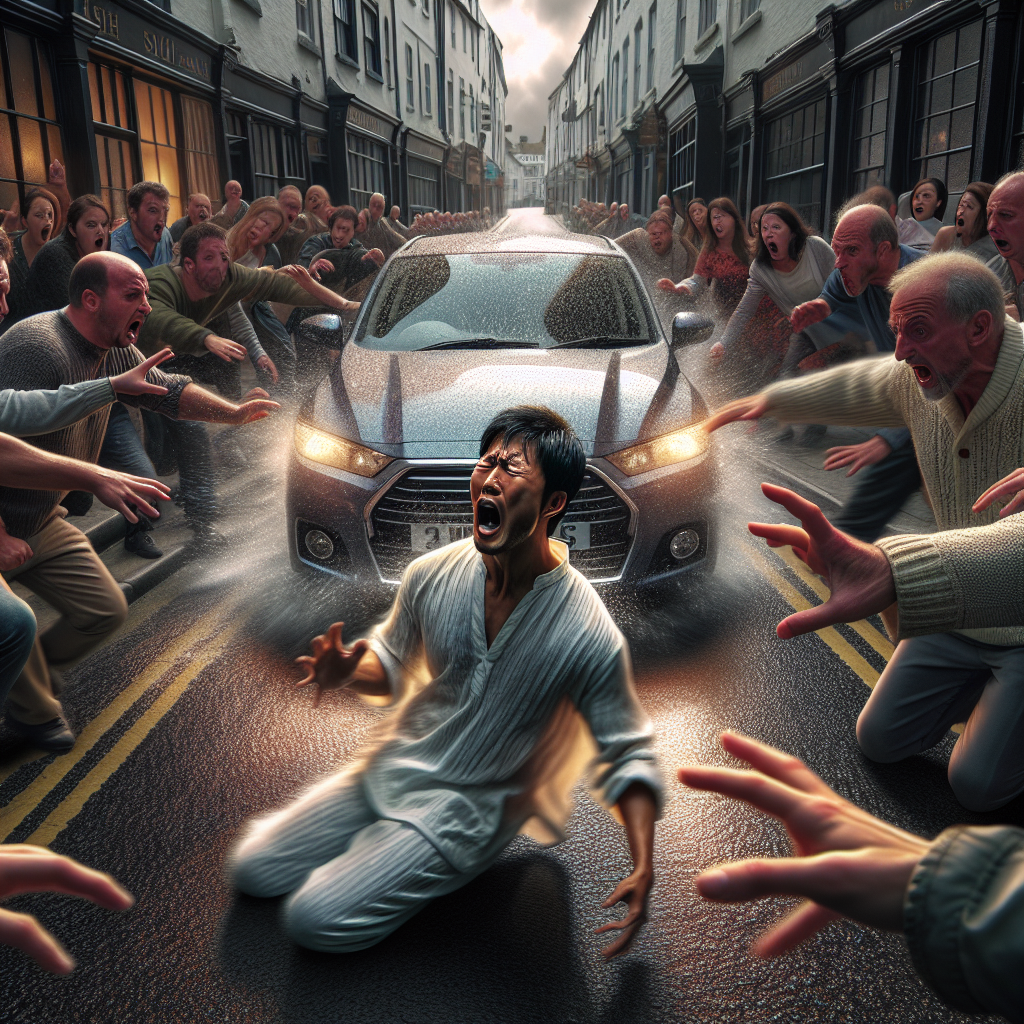 Dramatic altercation in Jersey ends with man struck by car