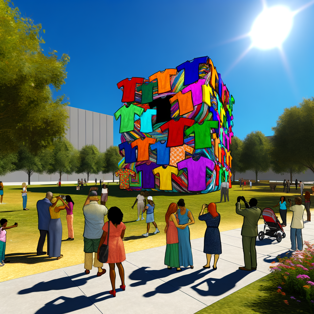 “Transforming Memories: Stunning Public Artwork Crafted from 700 Community Shirts in Jersey!”