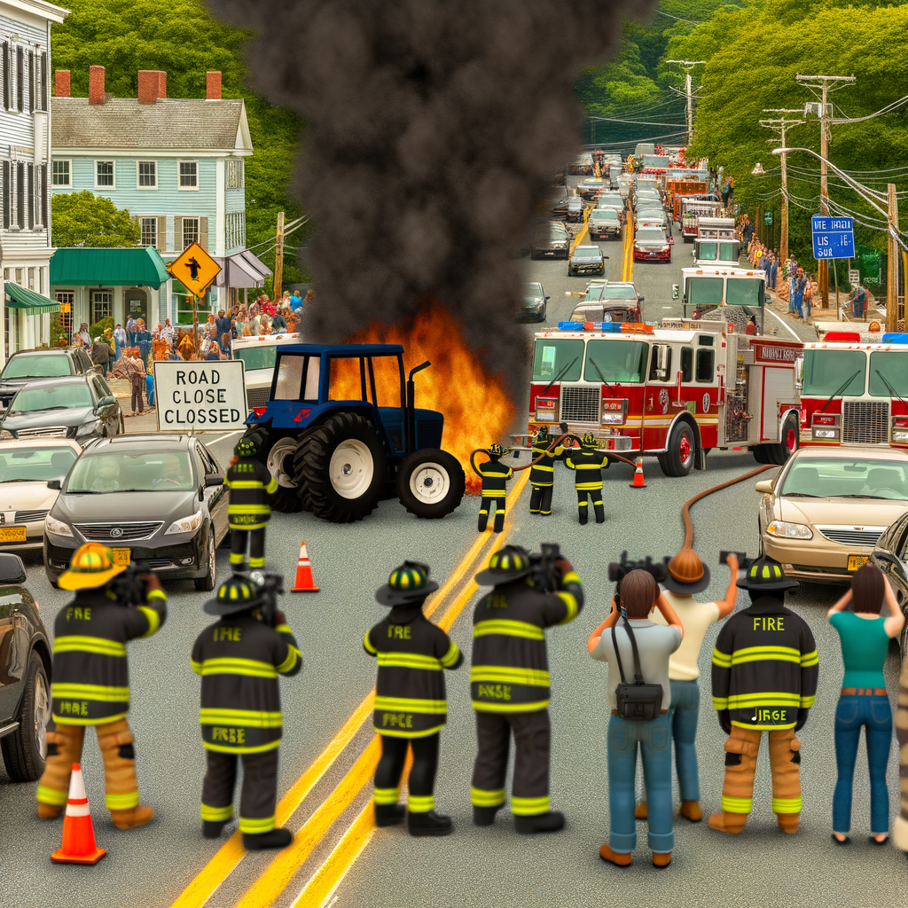 Major Tractor Blaze Disrupts Traffic as Roads Close in Jersey!