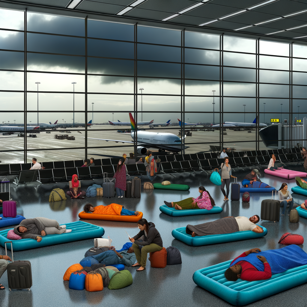 “Passengers Left Stranded at Guernsey Airport Resort to Sleeping on Air Mattresses!”