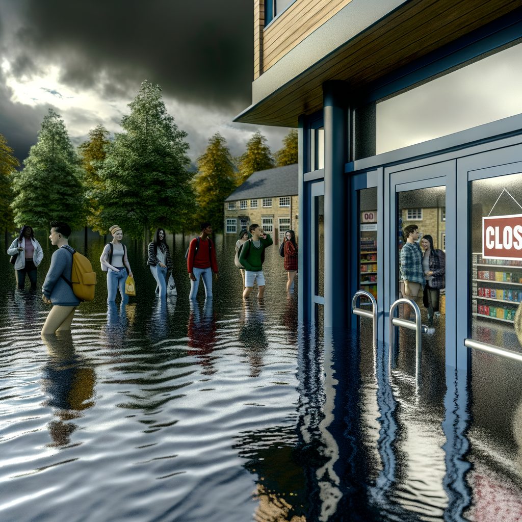 “Flooding Forces Closure of Shop and Portions of College Campus”