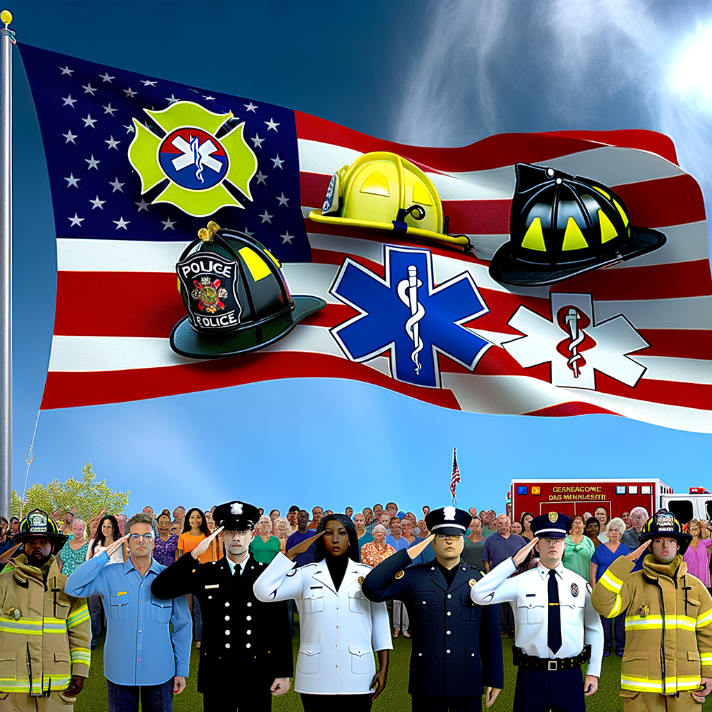 “Flag Unfurled in Tribute to Our Brave Emergency Services!”