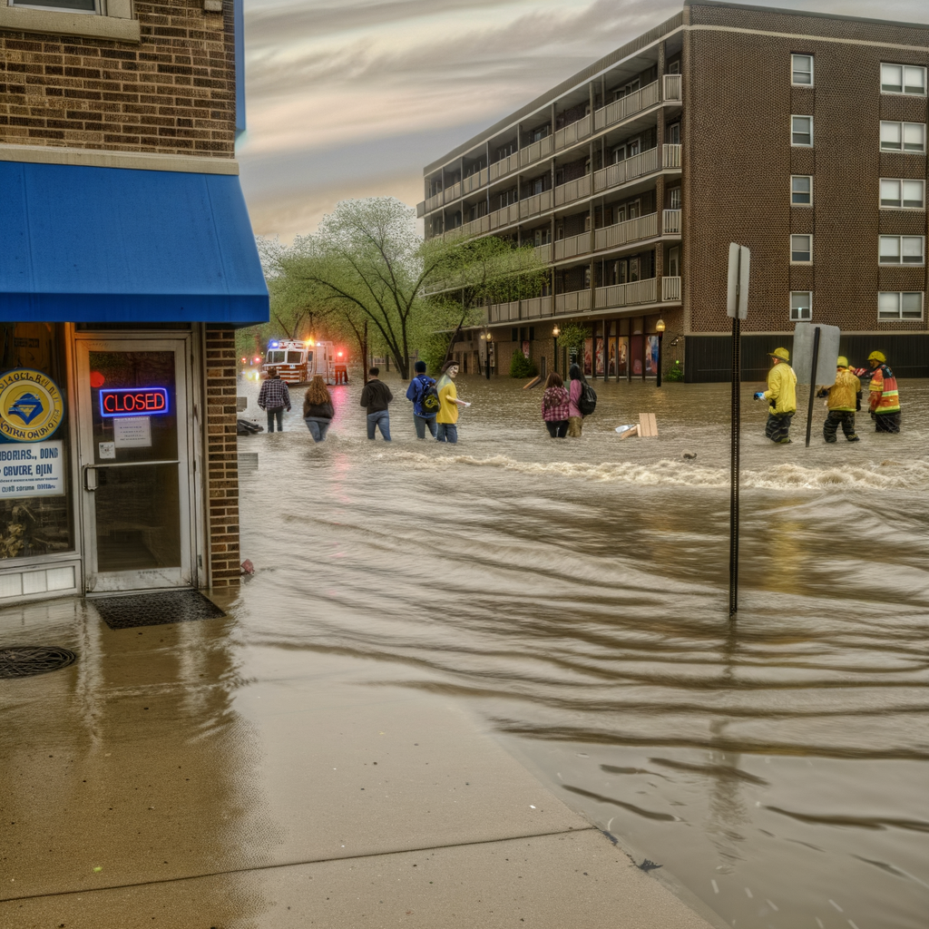 “Flooding Forces Closure of Shop and Portions of College Campus”