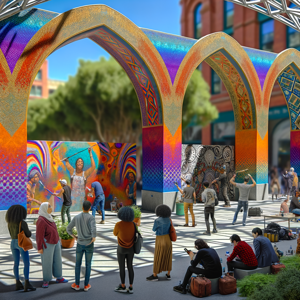 “Discover the Creative Flow: Five Artists Transform Marina’s Arches!”