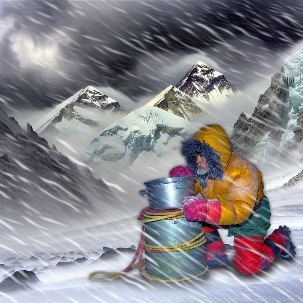 “Resourceful Trekker Uses Cooking Pots to Escape Harrowing Blizzard on Everest!”